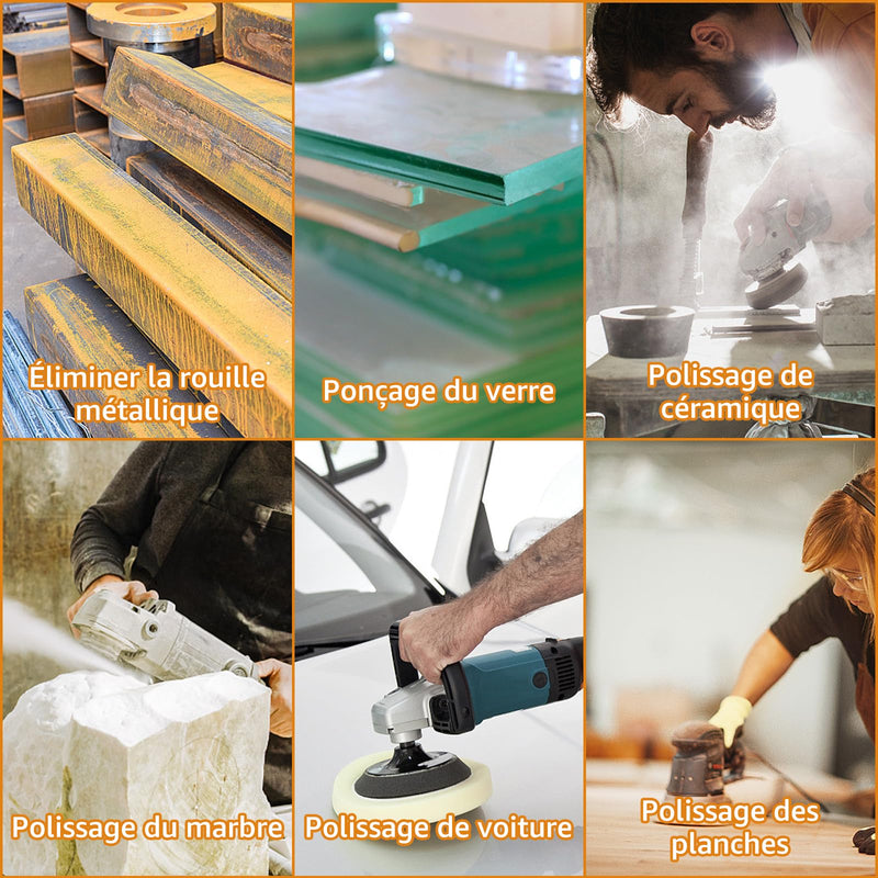 [Australia - AusPower] - JMIATRY Pack of 6 Polishing Attachments, Angle Grinder, 125 mm, Polishing Disc, Angle Grinder, Wool Polishing Attachment, Angle Grinder for Metals, Glass, Ceramic, Marble, Car 