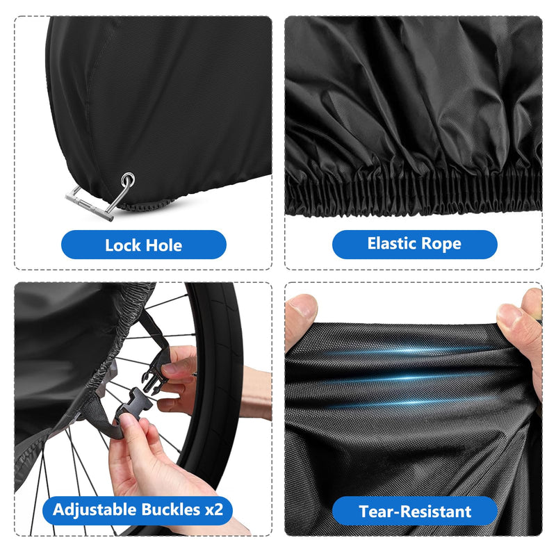 Adult Tricycle Cover Electric Tricycle Cover,Outdoor Waterproof and Dustproof Storage Bicycle Cover,Heavy Duty Oxford Cloth Tricycle Cover,Black