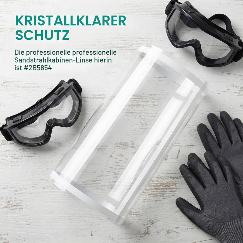 Pack of 6 Lens Covers for Sandblasting Cabins - 22 x 10 Inch Abrasive Window Film - Transparent Self-Adhesive Sandblasting Film - High Definition View of