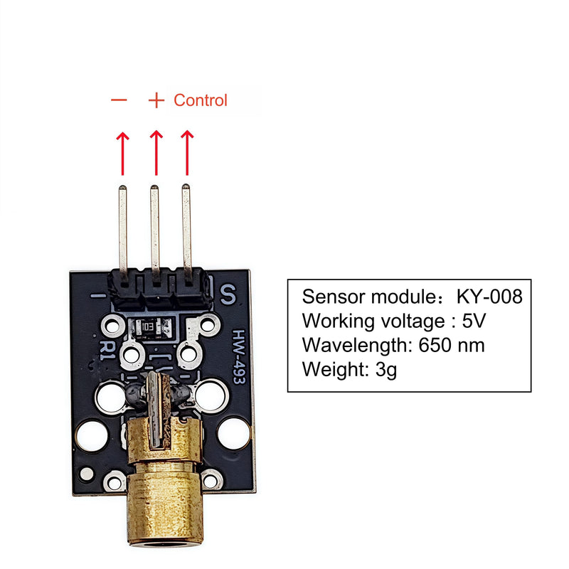 [Australia - AusPower] - 10PCS 3 Pins KY-008 650nm Dot Diode Copper Head Laser Sensor Transmitter Module Red 5V Compatible with Arduino 