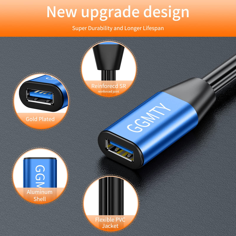 USB 2.0 Type A Male to A Female Active Repeater Extension Cable 50ft, High Speed 480 Mbps 50 ft Blue
