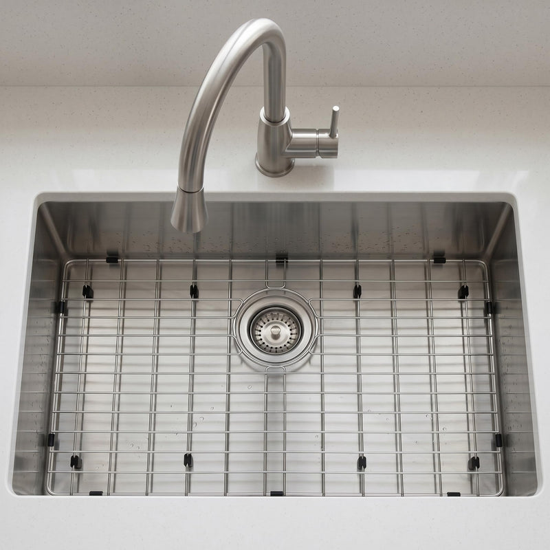 LQS Stainless Steel Sink Protectors, Kitchen Sinks Grid with Center Drain Hole for Single Bowl, Sink Protector, Kitchen Sinks Grate, Sink Bottom Grid (27 7/8" x 15 15/16") 27 7/8" x 15 15/16"