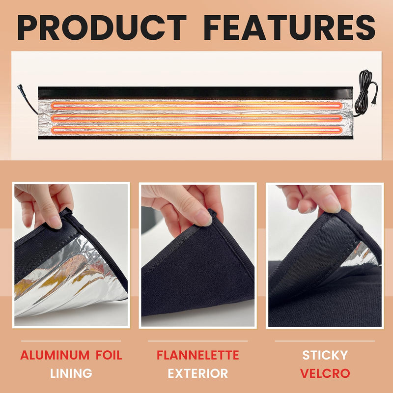 6 Ft YeloDeer 110 V~120 V Stickable Waterproof Pipe Heat Tape Blanket with 6 Ft Power Cord, 38.5" x 6.2" Aluminum Foil Water Heat Trace Blanket for Metal & Plastic Pipe freeze Protection 6ft