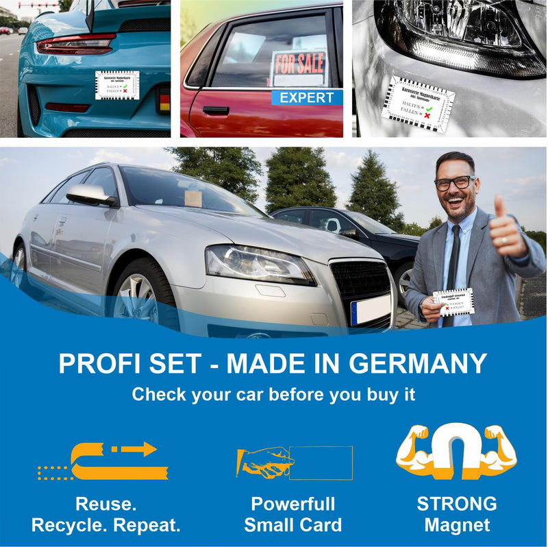 [Australia - AusPower] - Sachverständigen-Zubehör® Magnetic Cards for Used Cars Professionals [Crack Monitor + Car Filler Tester] 83 x 53 mm | Paint Tester for Car | Adhesive Force 115 g/cm² Magnetic Card | Gap Size 1 x magnet 