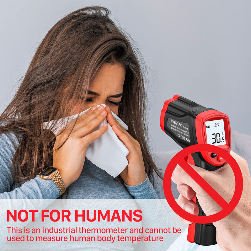 [Australia - AusPower] - Eventek Infrared Thermometer Gun, -58°F~788°F (-50°C~420°C), IR Laser Temperature Gun for Cooking, Pizza Oven, Grill, Griddle, Engine with Adjustable Emissivity & Max Min (NOT for Humans) -58°F~788°F (-50°C~420°C) 
