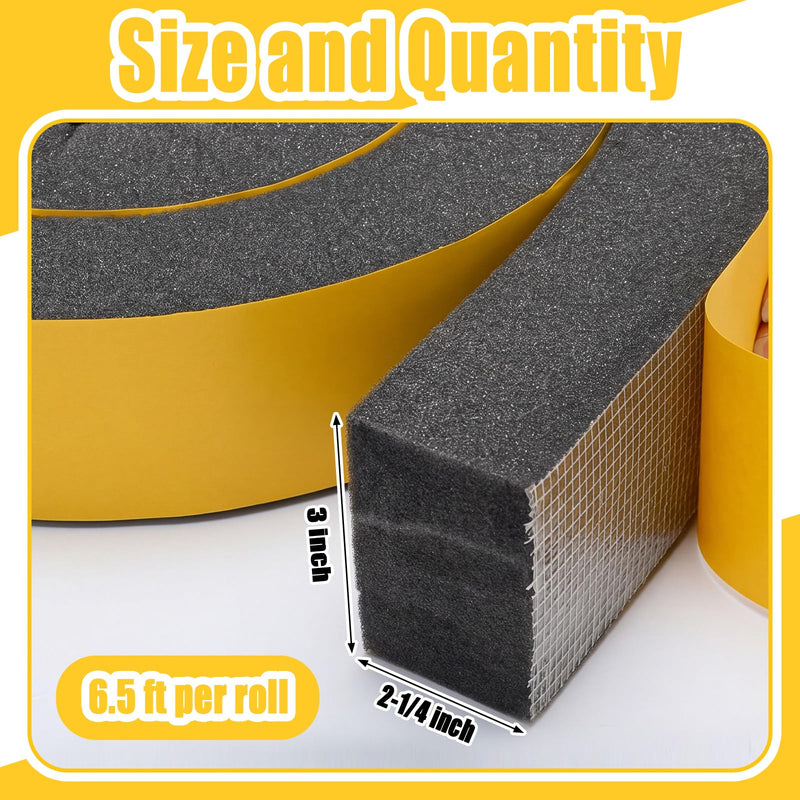 3 Inch x 2-1/4 Inch x 6.5 ft Air Conditioner Weatherproof Seal Tape Thick Wide Self-Adhesive Air Conditioner Foam Tape Seal Strip for Door Window, Black 1 3 Inch x 2-1/4 Inch x 6.5 ft