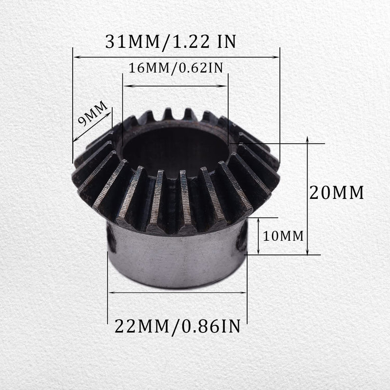 [Australia - AusPower] - 2Pcs Bevel Gear Tapered Bevel Pinion Gear Bevel Gears 1.5 Module for Hardware Mechanical Rotation (20T 16mm Hole) 20T 16mm Hole 
