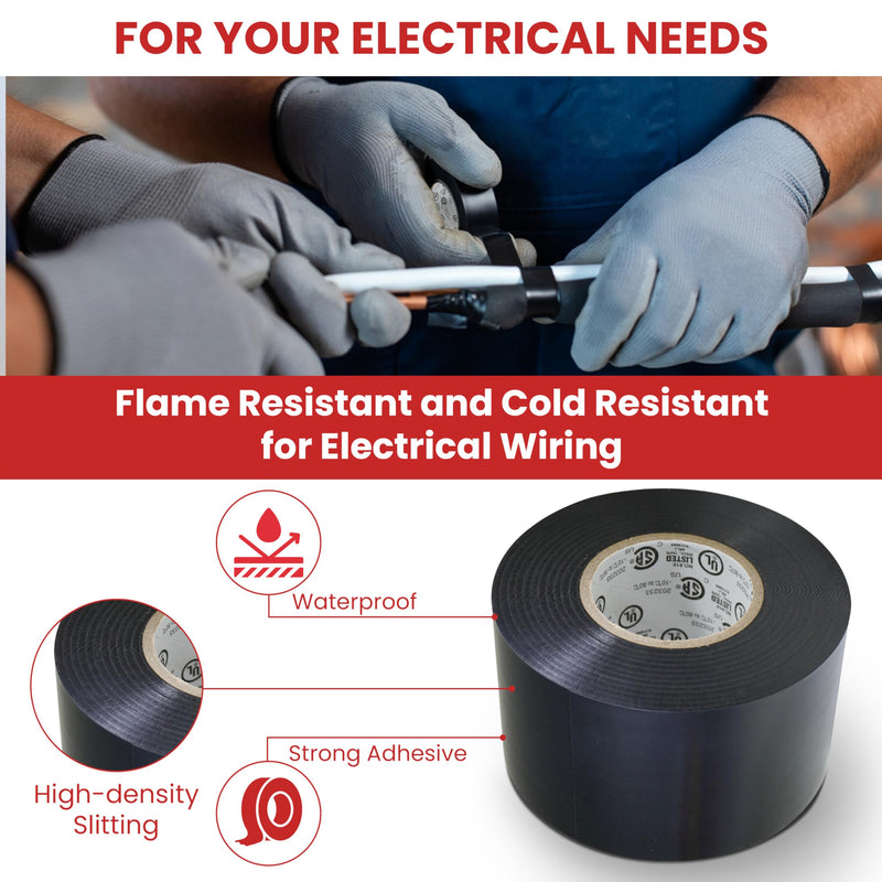 [Australia - AusPower] - GGR Supplies T.R.U. EL7566-AW Professional Grade Rubber Black PVC Electrical Tape, Rated up to 600 Volts and 176 F - UL/CSA/CE Listed Synthetic: 1/2 in. x 66 Ft. (8 Mil) 1/2 in. x 66 ft. (12mm) 