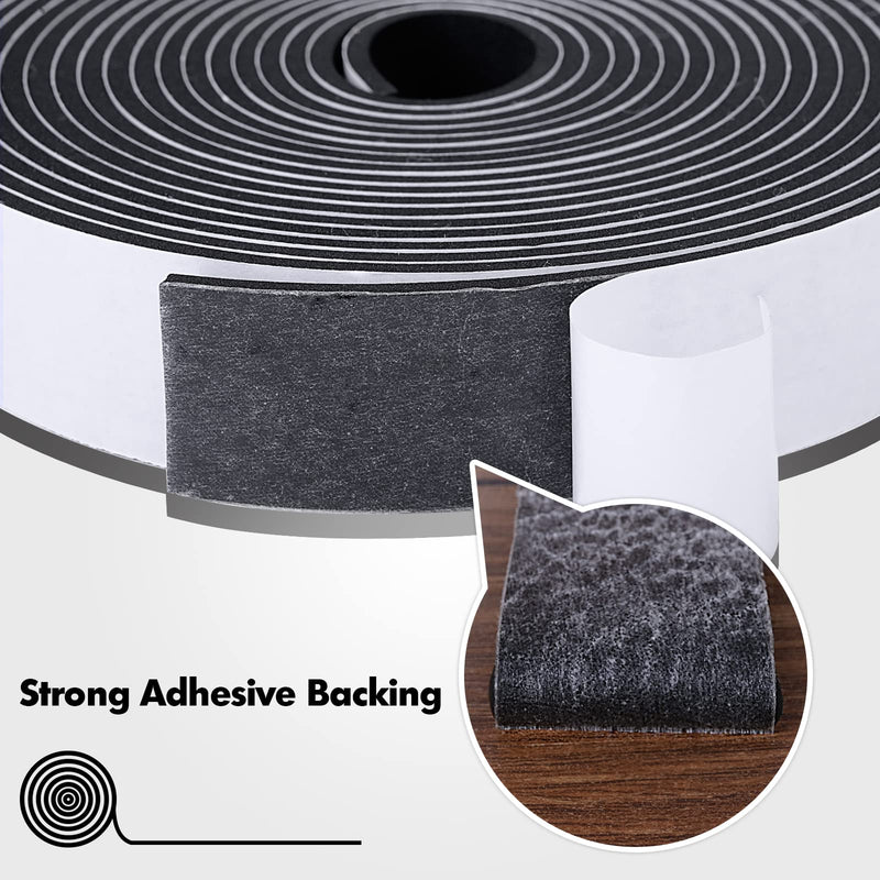 Weather Stripping Door Seal, 1/2 Inch W X 1/16 Inch T Adhesive Foam Tape, Window Door Draught Excluder Air Conditioner Gasket Foam Tape, Total Length 33 Feet (1 Roll) 1/2in* 1/16in * 33FT Black Foam Tape White Backing Film