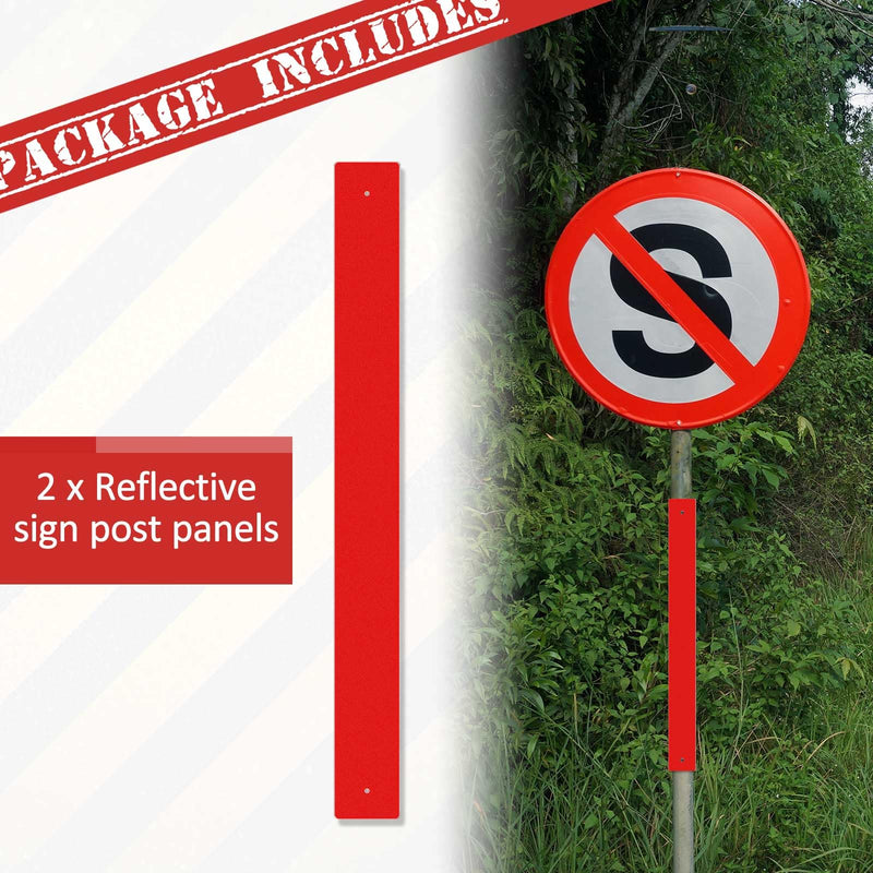 Copkim 2 Pcs Reflective Sign Post Panel 3 x 30 Inch Reflective Aluminum Red Driveway Markers Metal Reflector for Road Parking Street Caution Vehicle Slow Moving