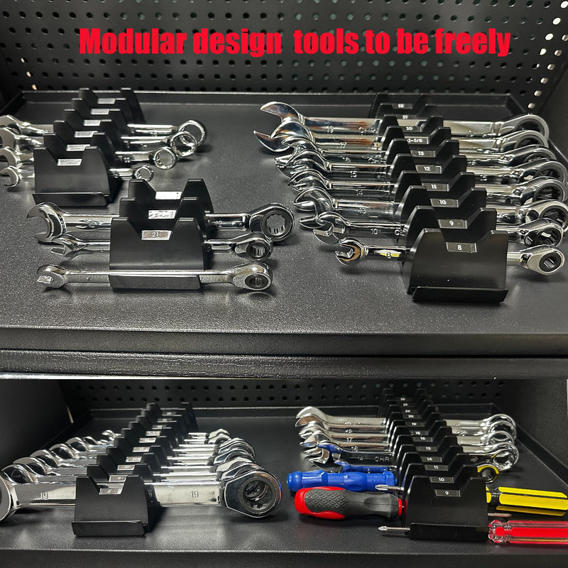 84 pcs Magnetic Modular Wrench Organizer Wrench Holder - Wrenchs Tool Organizers for Tool Drawer Storage, Wrenchs Rack with Metric SAE Labels, Tool Storage Set Holder Festival Mechanics pcs 84 PCS