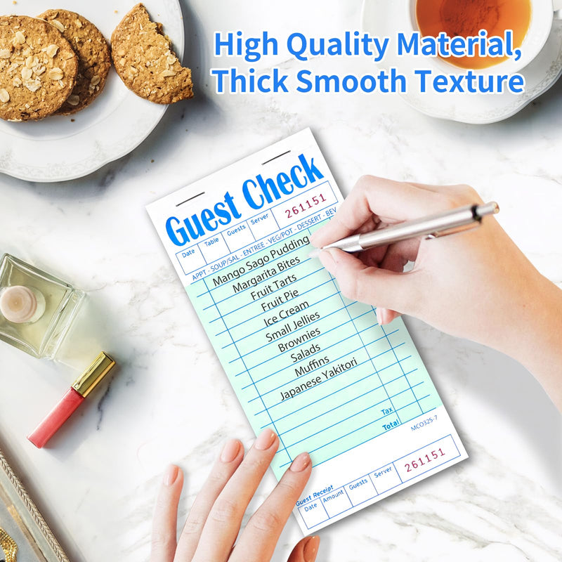 [Australia - AusPower] - 5 Pack Guest Check Books, Server Note Pads for Restaurant, Green Waiter Checkbook, Waitress Notepad, Food Receipt Book, Restaurant Order Pad 50 Sheets/Pack, 250 Total Tickets 