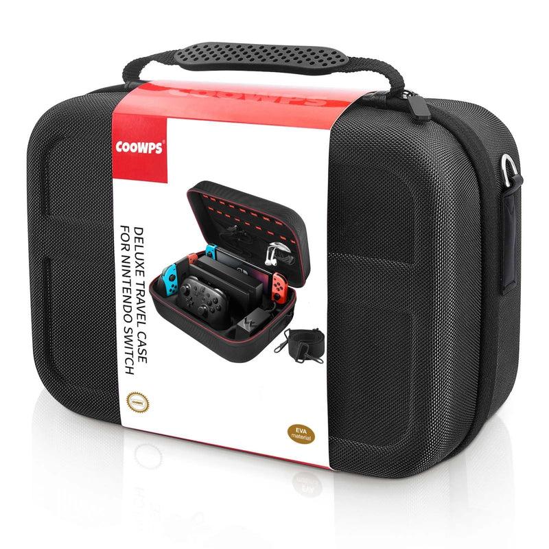 [Australia - AusPower] - Switch Case for Nintendo Switch and Switch OLED Model, Portable Full Protection Carrying Travel Bag with 18 Game Cards Storage for Switch Console Pro Controller Accessories Black 