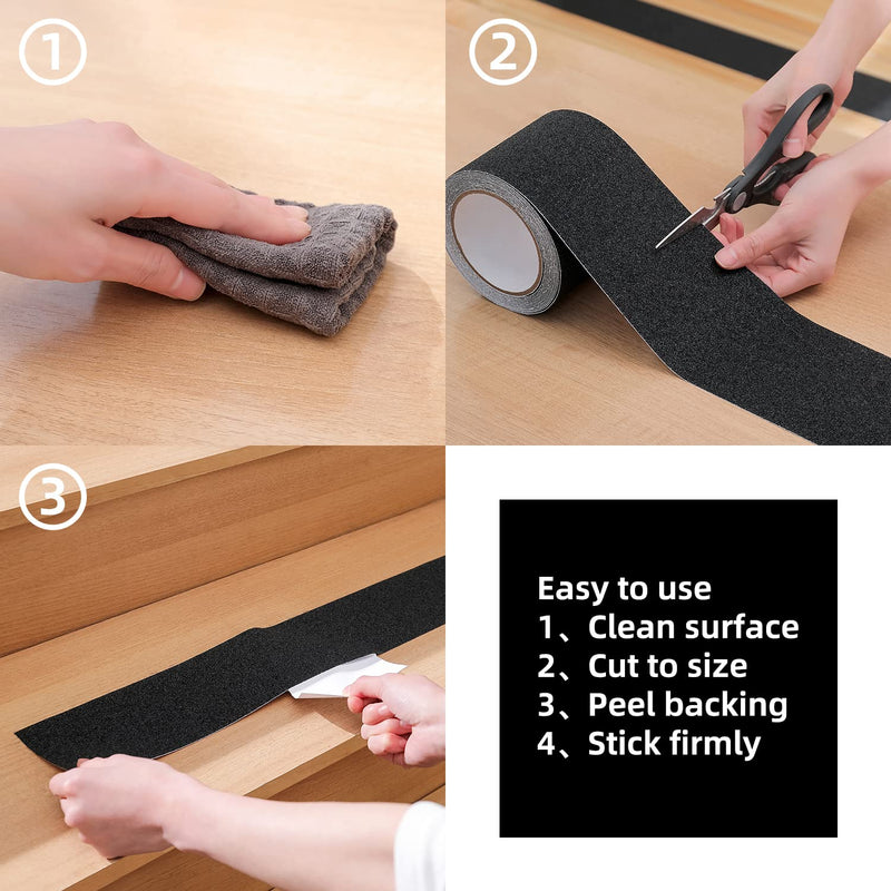 Reniteco Anti Slip Tape - 2" x 16.5Ft, Black Heavy Duty Grip Tape - High Adhesion & Waterproof, No Residue Removal for Outdoor Stairs, Tile, Shower, Bathtub - Extra Grip Safety Tape 10-Black 2in x 16.5Ft