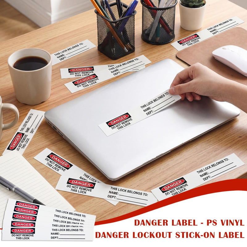 Fuyoooo 100 Pack Danger Label PS Vinyl Danger Lockout Stick Labels 3⁄4 x 5 Inch Do Not Remove Padlock Lockout Sticker Osha Compliant Loto Tag for Safety Identification, Industrial Equipment Repair