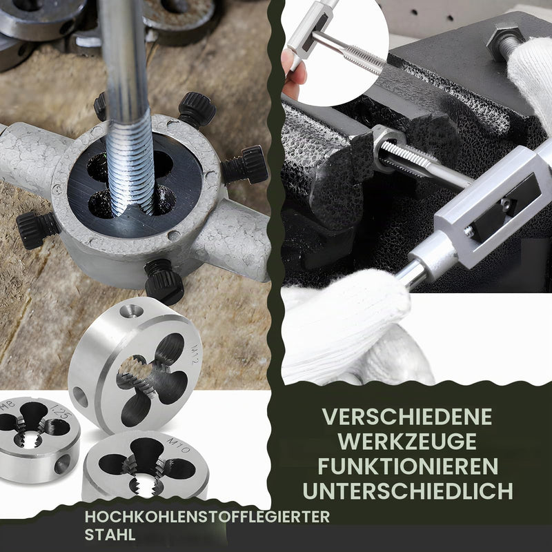 Tap and Die Set M3 - M12 Fine Thread Cutter Tap and Die Set 20 Pieces Thread Cutting Machine Inch Professional Tap Wrench Metric with Drill Thread Cutting Set Fine Thread