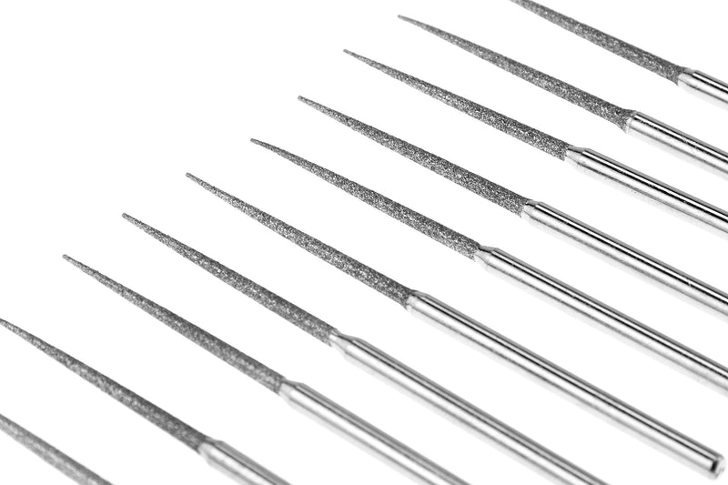 [Australia - AusPower] - SE 10-Piece Diamond-Coated Tapered Bead Reamer Set - 2-¾ Inch Length, ?-Inch Shank, Compatible with Rotary Tools - Ideal for Jewelry Making, Crafts, and More - DF83611 
