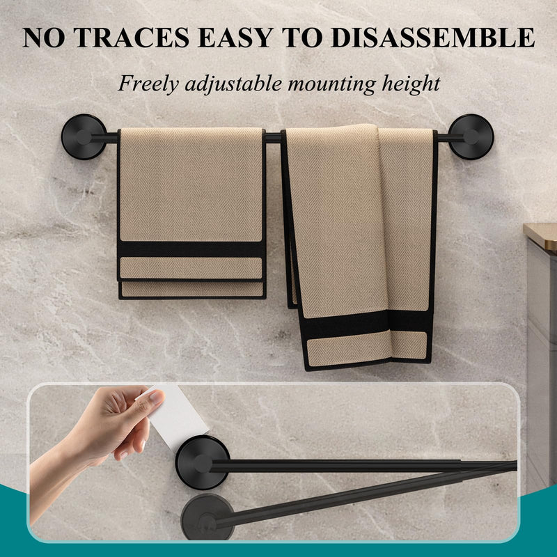 Large Towel Bar for Bathroom Wall,Adjustable 17~29 Inch Towel Racks for Bathroom Wall Mounted,Towel Holder for Glass Shower Door,Bathroom Accessories,Apparment Essentials,Home Decor-Black Black