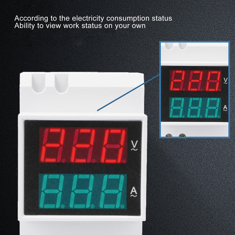 SEAFRONT AC DIN Rail Meter 80-300V 0-99.9A DIN Rail Installation Digital AC Voltmeter Ammeter, Single-Phase Energy Meter with LED