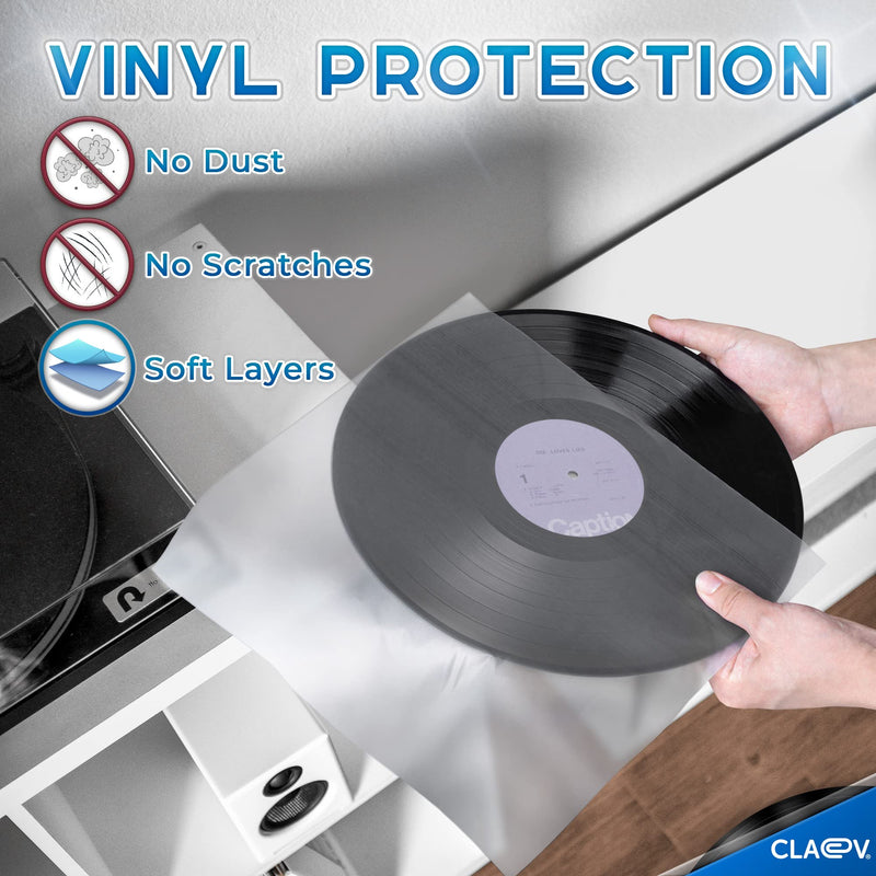 [Australia - AusPower] - 50 Anti Static Inner Record Sleeves for Vinyl LP Records (12 inch, Square, Translucent), Album Record Protective Plastic Covers for Storage 50 Pack 