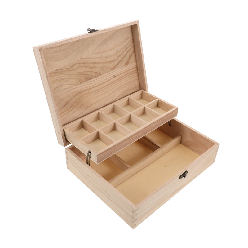 Unfinished Jewelry Box DIY Wooden Trinket Wood Storage Box Keepsake Jewelry with Locking Clasps for Rings Earrings Necklaces