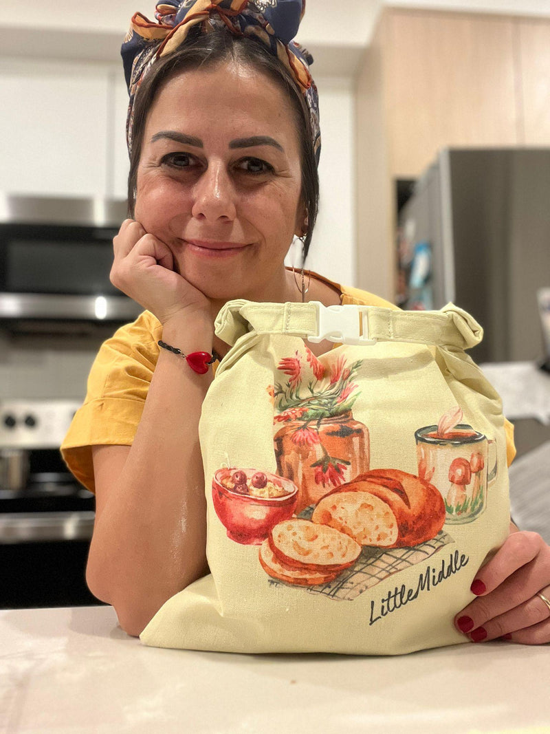 2 XL Beeswax Bread Bags for Homemade Bread, Reusable Cotton and Beeswax Storage for Sourdough or Artisan Loaves, Keeps Bread Fresh Longer, Freezer Safe, 12.5" x 16.5" Cream with Dog Print