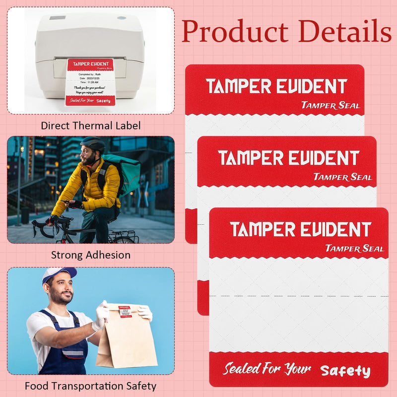 Tamper Evident Stickers 2" x 4" Thermal Printer Sticker Paper Tamper Proof Stickers for Drivers Safety Seal Writable Delivery Label (Red,1000)