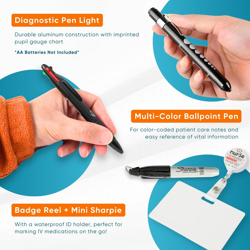 [Australia - AusPower] - Complete Nursing School Bundle: Clinical Supply Kit Including Stethoscope Case, Trauma Shears, Bandage Scissors, Penlight, Mini Sharpie, and More - Perfect Gift for Student Nurses and RN Graduation 