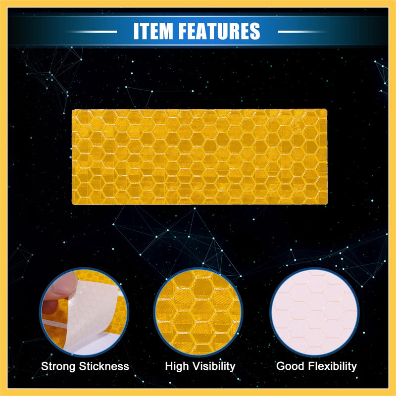 20 Pcs Reflective Stickers, 3.11"x1.18" Rectangle Shape Safety Tape Reflector Universal for Cars Trucks Trailers Waterproof PET Yellow Auto Replacement Parts