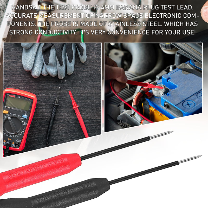 [Australia - AusPower] - 4 Pack 2mm Extended Needle Test Probes 600V/10A Non-Destructive Multimeter Test Probe for Leads Piercing Needles Multimeter Probes for Fluke Meter TestLead 