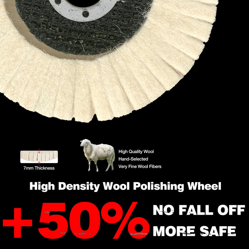 [Australia - AusPower] - ABARPRO 4.5" x 7/8" Vertical Wool Polishing Disc for Angle Grinder, Wool Buffing Wheel Pad for Polishing Rough Surface to a Mirror Finish, for Metal Aluminum Marble Wood, 5 Pack 5pack-Vertical Wool Polishing Disc 