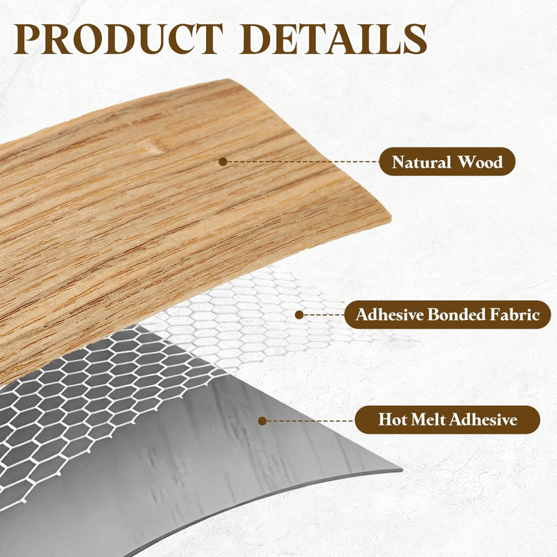 uxcell 5/8 Inch x 49ft Wood Veneer Edge Banding, Pre-Glued Flexible Ash Edging Strips, Iron on with Hot Melt Adhesive Wood Tape for Cabinet Repair and Furniture Restoration