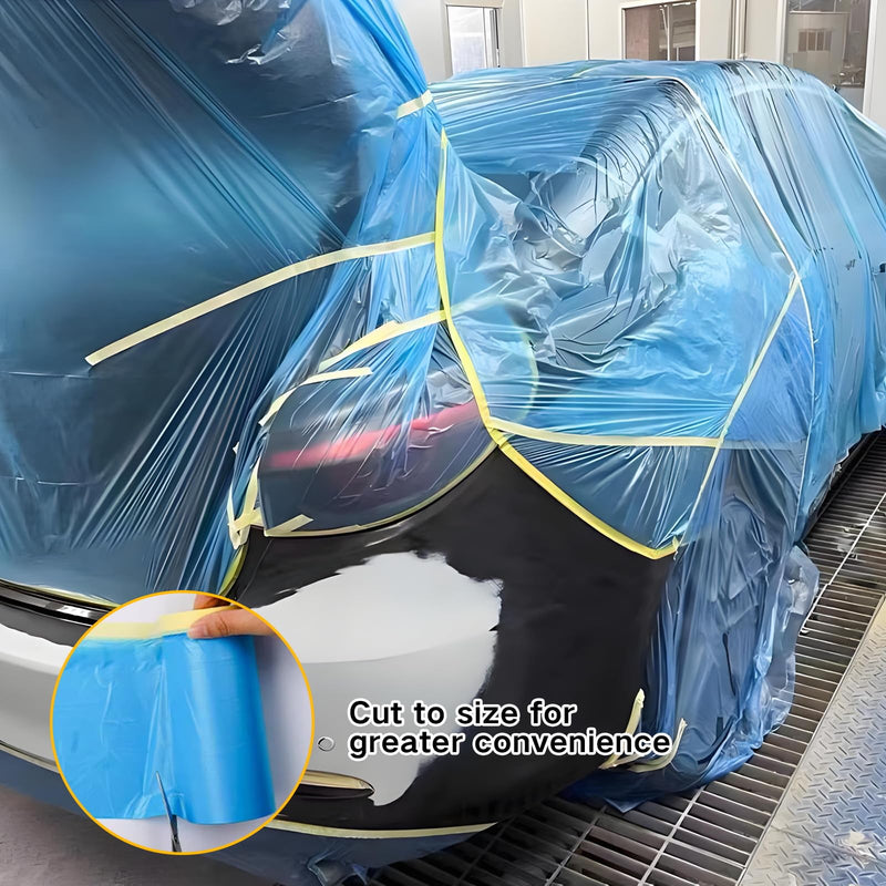 2 Rolls 22 in x 66 Ft Thicker Pre-Taped Masking Film | Self-Adhesive Heavy Duty Painters Plastic Sheeting Drop Cloth | Waterproof Protective Covering for Auto Refinishing & Home Decoration