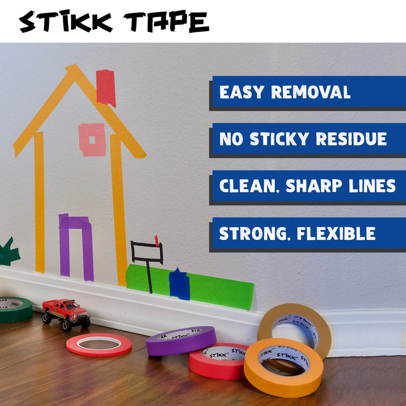 [Australia - AusPower] - STIKK Painters Tape - 3pk Blue Painter Tape - 1/4 inch x 60 yards - Paint Tape for Painting, Edges, Trim, Ceilings - Masking Tape for DIY Paint Projects - Residue-Free Painting Tape 