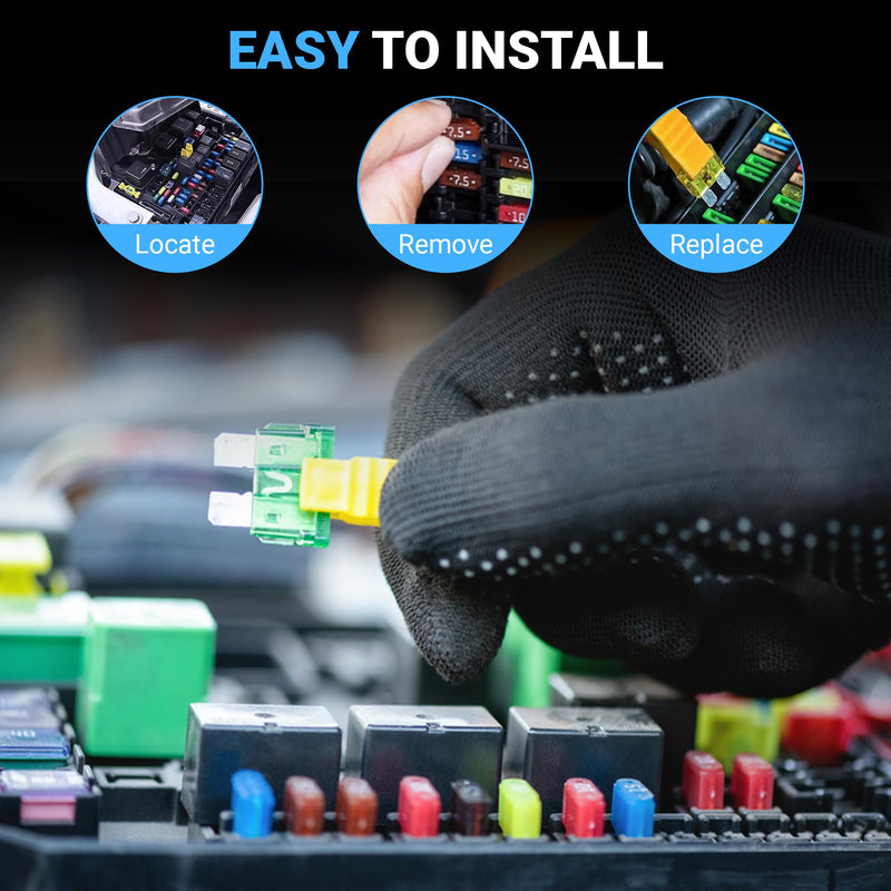 [Australia - AusPower] - Standard ATO/Car Fuse Assortment Kit, 55 Pieces, RV Marin Automotive Blade Fuse, 11 Current Ratings - 2A/ 3A/ 5A/ 7.5A/ 10A/ 15A/ 20A/ 25A/ 30A/ 35A/40 AMP Standard 