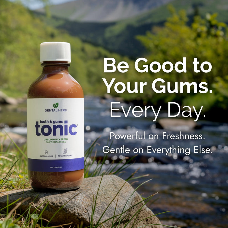 Tooth & Gums Tonic – Truly Natural Oral Rinse, Plant-Based, Alcohol-Free, Fluoride-Free, Herbal Extracts & Essential Oils, Fresh Breath & Daily Gum Care, 18 fl oz – Dental Herb Company 18 Fl Oz (Pack of 1)