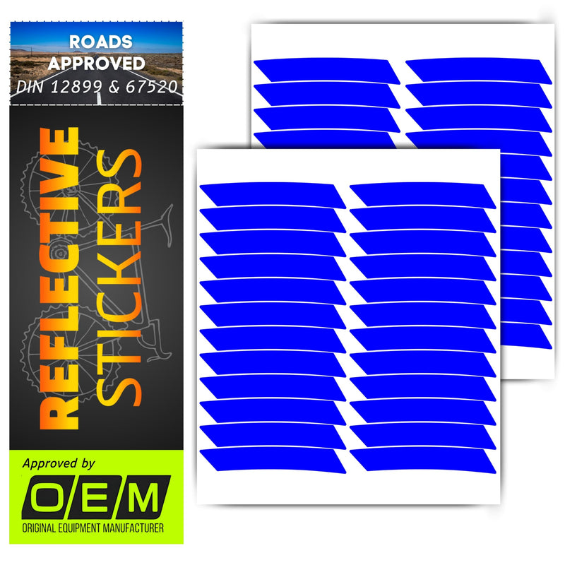 DIN67520/ECE104 Made with Ora FOL 5600 Bicycle Rim reflectors, Stickers, Cat's Eyes, Bicycle Film, Rim Edge Stickers, Waterproof Reflective Film (Blue) blue
