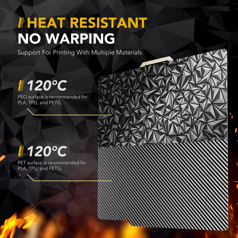 [Australia - AusPower] - PET+PEO 3D Printer Build Plate Sheet for Bambu Lab X1/X1C/X1E/P1P/P1S/A1, Dual Texture with Carbon Fiber and Diamond Patterns 257x257mm, Flexible Spring Steel Hot Bed Platform Sheet PET+PEO 