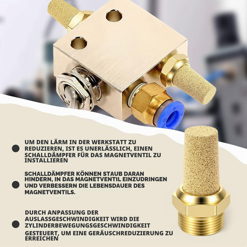 Bwintech 10 Pcs SL-01 Air Silencer, 1/8 Inch Male Thread Sintered Brass Exhaust Silencer 1/8"