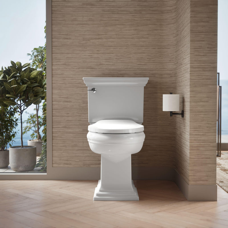 KOHLER K-28004-0 Drift ReadyLatch Quiet Close Elongated Toilet Seat, White, Grip-Tight Installation, Slam Prevention