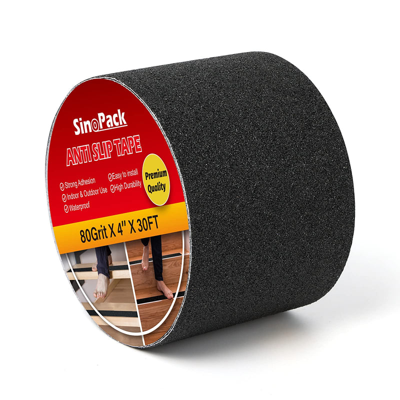 Anti Slip Tape Black 4Inch x 30FT Non Skid Tape, Best Grip Non Slip Strips Tape High Traction Friction Abrasive Adhesive for Stairs Step
