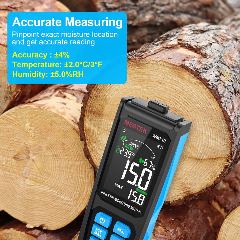 [Australia - AusPower] - MESTEK Pinless Wood Moisture Meters for Drywall, Water Leak Detector, Wall Moisture Tester for Lumber Concrete Building, Wall Moisture Sensor Digital Humidity Tester for Firewood 