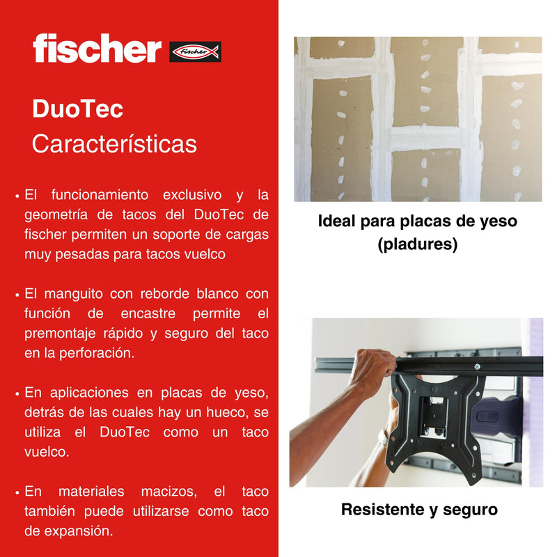 [Australia - AusPower] - fischer DuoTec 25/64" S PH LD, high-quality toggle-plug with panhead screw, 2-component-plug for fastening in plasterboard, gypsum fibreboard, wood, steel & plastic pannels, etc., 10 plugs & 10 screws DuoTec 10 