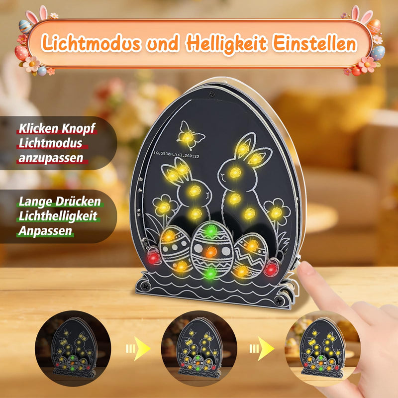Easter Egg Soldering Kit, Easter LED Light Soldering Exercise Set, DIY Creative Electronic Kits, Teaching and Learning Training, DIY Soldering Project, Easter Bunny Lamps Kit with Brightness