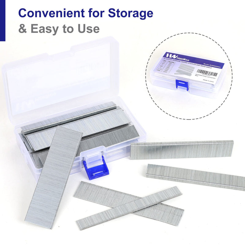 [Australia - AusPower] - 18 Gauge 1800PCS,1/4" Narrow Crown Staples (1/2"- 400; 3/4"- 400; 1"- 400) and Brad Nails (5/8"-300,3/4"-300), Suitable for Most Brand of 18 Gauge Stapler 