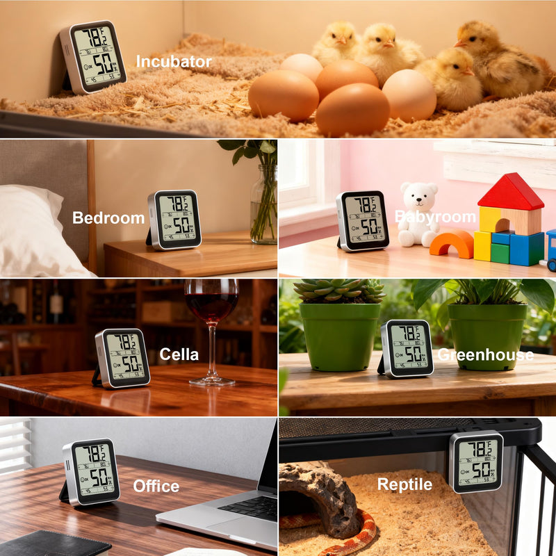Antonki Room Thermometer Indoor Hygrometer Digital Temperature and Humidity Sensor Meter Humidity Monitor with Max/Min Records - AAA Battery Included