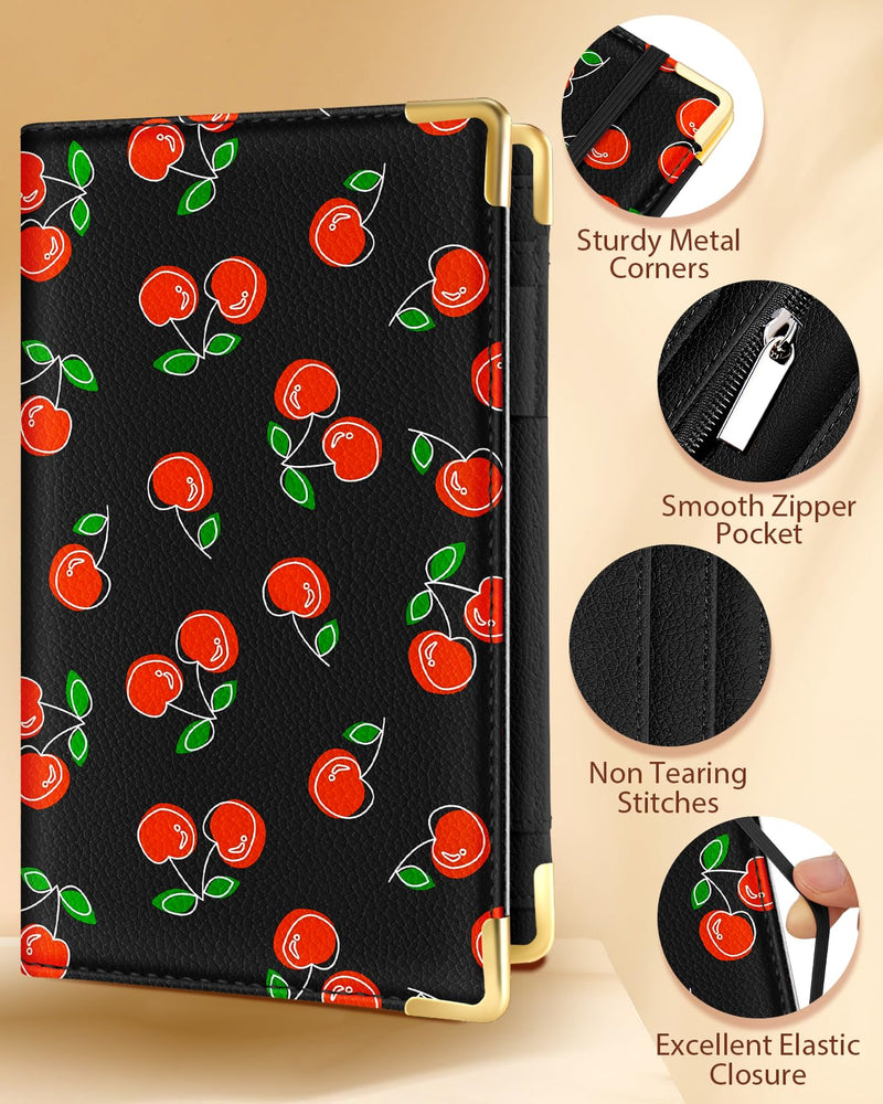 [Australia - AusPower] - Server Book for Waitress Cute Serving Books with Zipper Pocket Accessories Leather Server Check Book Restaurant Waiter Server Booklet Organizer Ticket Book Holder Cherry 