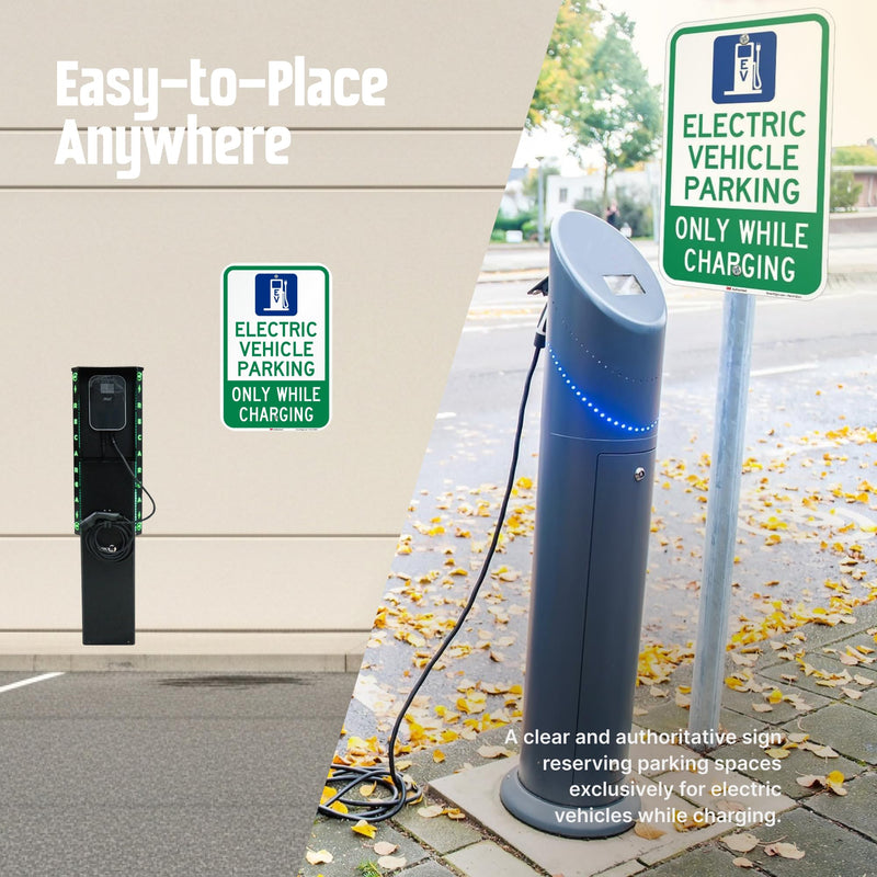 SmartSign 18 x 12 inch “Electric Vehicle Parking - Only While Charging” Sign, 63 mil Aluminum, 3M Laminated Engineer Grade Reflective Material, Blue, Green and White, Made in USA 12" x 18" - EG Reflective