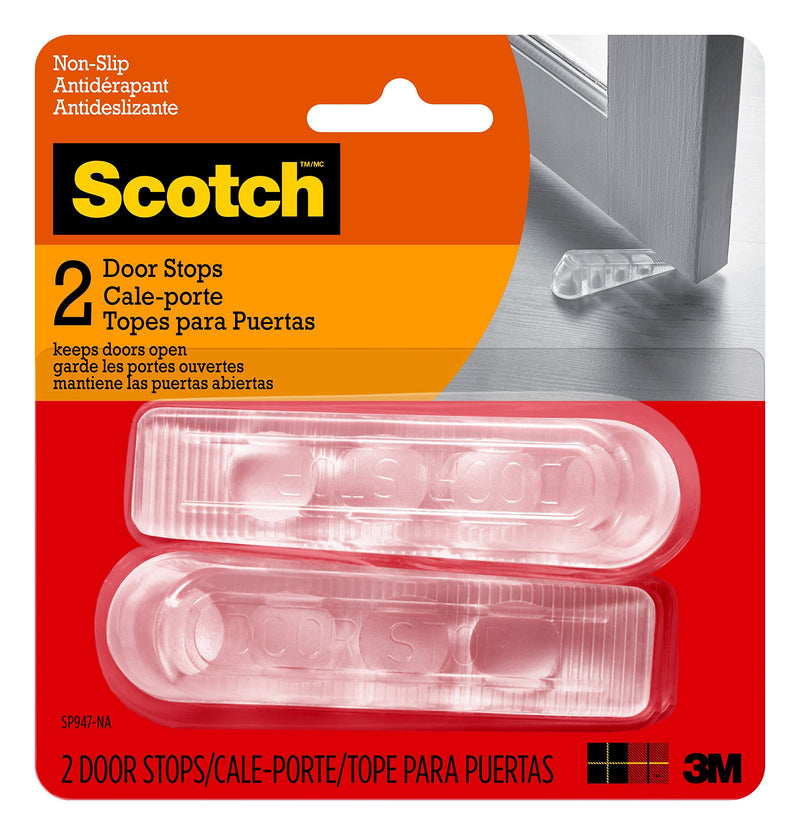 Scotch Door Stoppers, 2 Count, 1-1/8 in., Flexible Material Assures Snug Fit Under Door, Easy to Use Door Stops for Bottom of Door (SP947) Door Stop