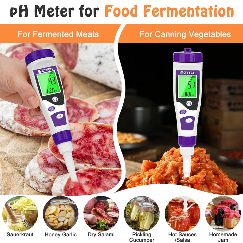 [Australia - AusPower] - pH Meter for Food with Calibration Solution Electrode Cleaning Solution Electorde KCL Storage Solution for Food Canning 